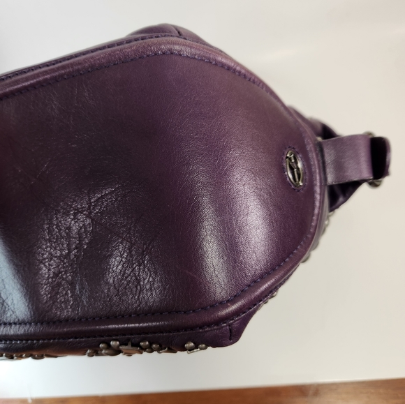 Francisco biasia purple cow leather satchel studded euc - Picture 4 of 10